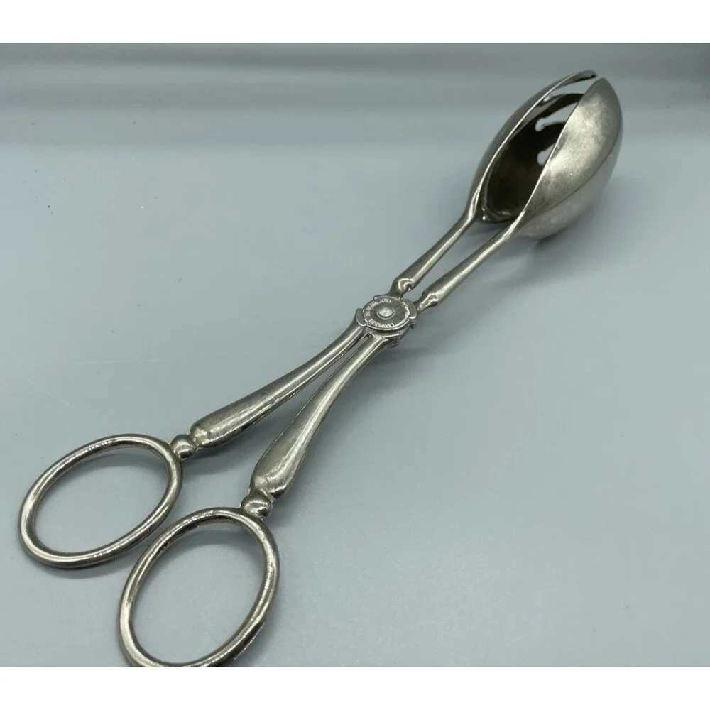 Vintage Leonard Silverplate Gourmet Salad Fruit Serving‎ Tongs Hong Kong